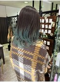 20代30代40代毛先コバルトブルーカラー無造作セミロング
