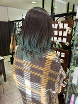 マイ ヘア デザイン 岡崎(MY hair design)&nbsp;20代30代40代毛先コバルトブルーカラー無造作セミロング