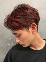 シェリール(CHERiR)&nbsp;清潔感◎刈り上げセンターパートメッシュレッドで爽やか印象