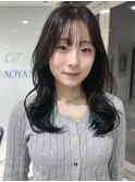 レイヤーカットブルーブラック地毛風カラー