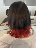 △ブリーチあり裾カラーグラデーションカラーレッドミディアム
