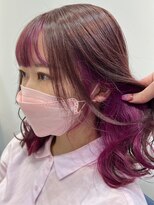 ウーロス(uros.) 【SENA】インナーカラーピンク カシスカラー 前髪インナーカラー