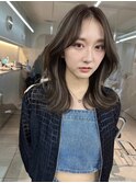 韓国ヘアグレージュカラーブリーチ無し髪質改善イヤリングカラー