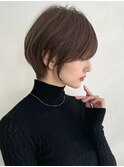 前髪あり耳掛け丸みくびれ大人ショートボブ20代30代40代50代＊