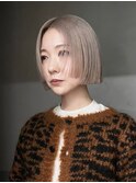 ボブホワイトグレージュダブルカラー顔周りレイヤー_ba541621