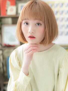 カバーヘア ブリス 川口(COVER HAIR bliss) 韓国風ハイトーンカラー前下がり小顔ミニボブa川口10代20代30代