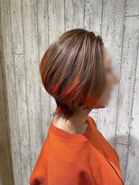 ヘアサロン フラット(hair salon flat) 20代30代40代大人かわいい裾カラーオレンジカラーショートボブ