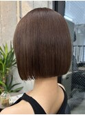 切りっぱなしボブ　縮毛矯正　アッシュカラー　髪質改善　艶髪