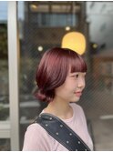 ピンクカラー/くびれボブ/外ハネボブ