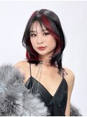 ミディアムウルフレイヤー顔周りレイヤー韓国ヘア_F30453