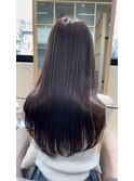 小顔薄めバンググレージュレイヤーロング前髪パーマ黒髪