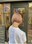 【ブリーチ2回】ピンクベージュのミニボブ