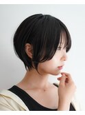 大人可愛い20代30代40代黒髪前下がりショートボブ丸みショート◎