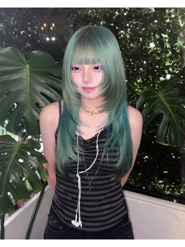 キイ 原宿 表参道(K.e.y) ミントグリーン レイヤーカット シャギーレイヤー ウルフカット