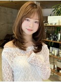 モテ髪抜け感小顔ミディアムレイヤーシースルーバング【平島】