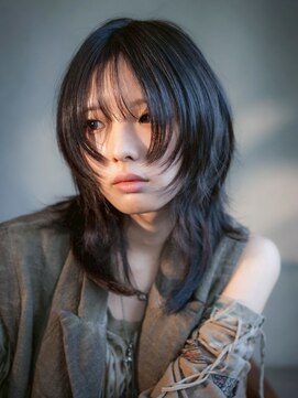 アルバム 池袋(ALBUM) ミディアムレイヤーカット前髪カット韓国ヘア_F41344