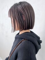切りっぱなしボブ_フェミニンロングダークアッシュ_ba289201