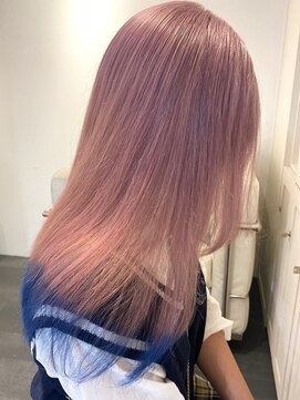 ベレーザ 渋谷(BELEZA) 3704ベビーピンクぱっつん前髪ホワイトピンクハイトーンカラー