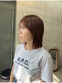 切りっぱなしボブ　オレンジブラウン　オレンジカラー