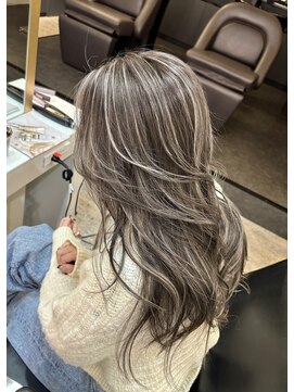 ブレンド 渋谷(BLend) 前髪ハイライトカラーこなれミディイメチェンウェーブパーマ