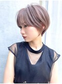 ピンクベージュ　スウィングショート　福岡美容室