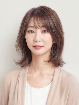 伍 メルティカラー×顔周りレイヤーカット韓国ミディアム[上田]