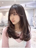 レイヤーカット/くすみベージュ/縮毛矯正/前髪/姫カットレイヤー