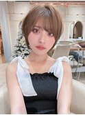 □マロンベージュ/ショート/前髪/レイヤー髪質改善/30代40代50代
