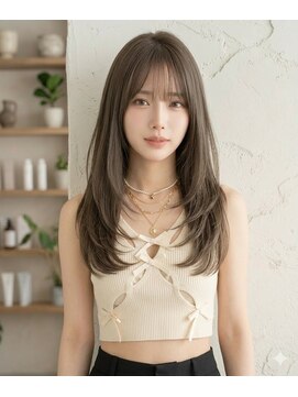 ヘアーズ ベリー 大和田店(hairs BERRY) 韓国風レイヤーカット透明感グレージュで魅せ大人可愛いセミディ