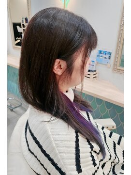 ミドル(MIDDLE) ナチュラルロング×ピンクバイオレットインナーカラー