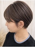【全方位可愛い！】丸みショート×耳掛け　ミルクベージュ