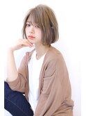 ことりベージュ毛先パーマ大人かわいい小顔フレンチボブ大人ボブ