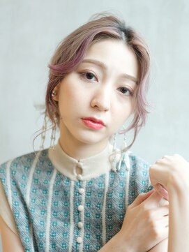 アルバム 銀座(ALBUM GINZA) ラグお団子_耳かけウェーブパーマフォギーベージュ_7660