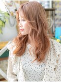 外国人風ピンクベージュ小顔センターパートb大宮20代30代40代