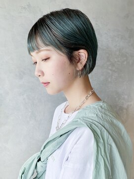 アイティーバイアルバム 八王子店(IT by ALBUM) ターコイズボブ_マッシュショートカーキグレージュ_8618