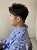 MEN'S HAIR束感アッシュブラックショートマッシュパーマ