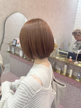 ロンド レア 天神大名店(Lond Le’a) ピンクベージュダブルカラーショートボブ髪質改善ショートヘア