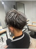 シルバーメッシュ×パーマ風(癖毛)セット [柏/メンズサロン]