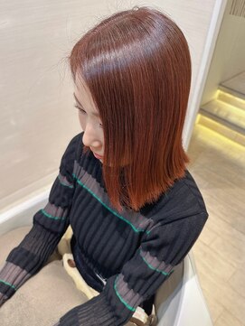 コーエン(cowen) 大人かわいい☆切りっぱなしボブ×ボルドーカラー♪脱白髪染め