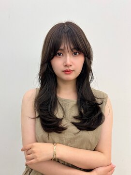 ノク 渋谷(nok) 韓国オリーブカラーオリーブベージュ顔まわりレイヤー前髪パーマ