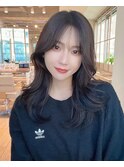 韓国ヘア韓国風レイヤー小顔前髪アンブレラカラーシースルー
