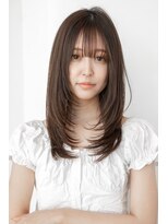 ミディアムレイヤー/20代30代大人かわいい/オリーブグレージュ
