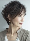 白髪ぼかし脱白髪染め似合わせショートボブ40代50代60代