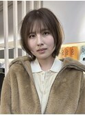 大人可愛いひし形ショートボブ×シースルーバング