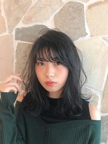 シェル(SHEL)&nbsp;ＳＨＥＬ◆石川　艶っぽ暗髪ミディアムパーマ