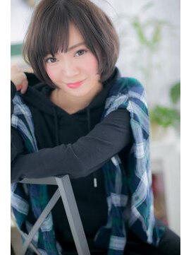 ミック ヘアアンドメイク アップ 駒込店(miq Hair&Make up) くせ毛風カジュアル☆黒髪フェミニンぱっつんボブ