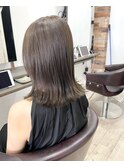 *オリーブグレージュ ブリーチなし 透明感 伸ばしかけボブ 大阪