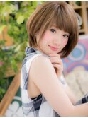 透け感ショコラベージュ前下がり耳かけボブa志木20代30代40代