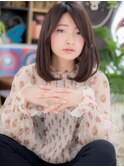 ナチュラル感黒髪グレージュカラーセミディc5戸頭20代30代40代