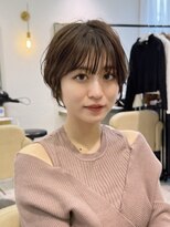 前髪あり耳掛け丸みくびれショートボブ20代30代40代50代（蘭）